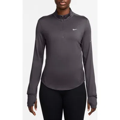 Nike Swift Dri-fit Uv Half Zip Running Top In Gray
