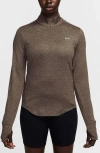 Nike Swift Dri-fit Uv Half Zip Running Top In Mink Brown/heather