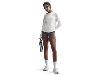 Nike Swift Dri-fit Ultraviolet Long Sleeve Crew Neck Running Top In White