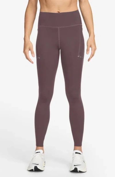 Nike Swift High-waisted Pocket 7/8 Running Leggings In Brown