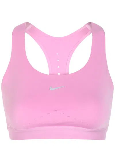 Nike Swift Logo Stretch-jersey Sports Bra In Pink