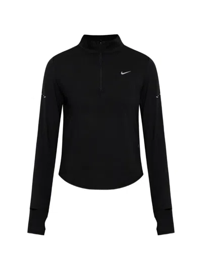 Nike Swift Logo-print Quarter-zip Sweatshirt In Black