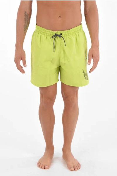 Nike Swim 2 Pockets Shorts Swimsuit With Logo-print In Yellow