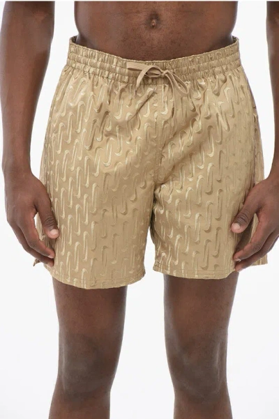 Nike Swim All-over Embroidered Logo Solid Color Shorts
