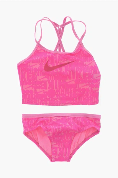 Nike Swim All-over Logo Bikini In Pink
