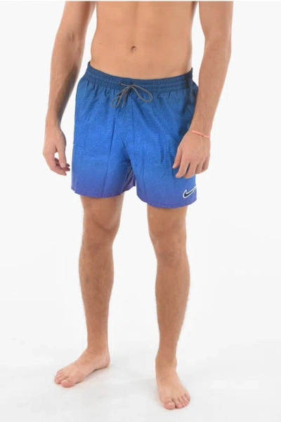 Nike Swim All Over Logo Printed Boxer Swimsuit In Blue
