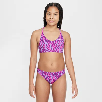 Nike Swim Big Kids' (girls') Lace-up Bikini Set In Purple