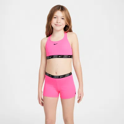 Nike Swim Big Kids' (girls') Racerback Bikini And Shorts Set In Pink
