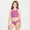 Nike Big Girls Spider-back Midkini Swimsuit, 2 Piece Set In Pink