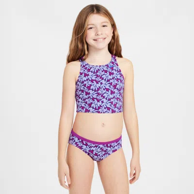 Nike Swim Big Kids' (girls') Spiderback Midkini Set In Purple