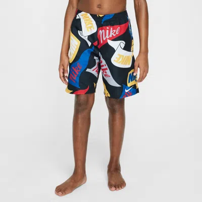Nike Swim Breaker Big Kids' (boys') 7" Brief-lined Volley Shorts In Black