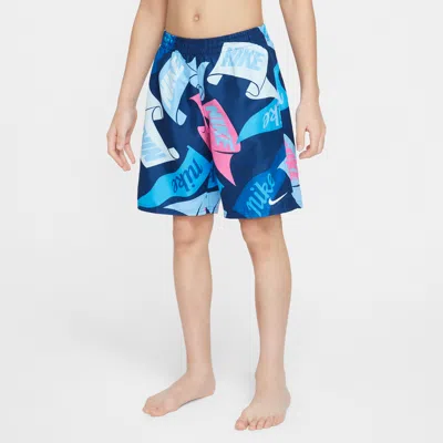 Nike Swim Breaker Big Kids' (boys') 7" Brief-lined Volley Shorts In Blue