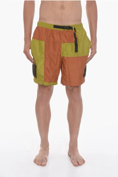 Nike Swim Color Block Cargo Swim Shorts In Green