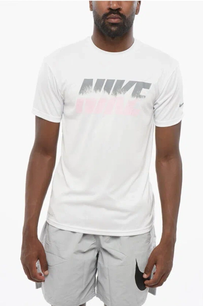 Nike Swim Crew Neck T-shirt Hydrogu With Faded Logo In White