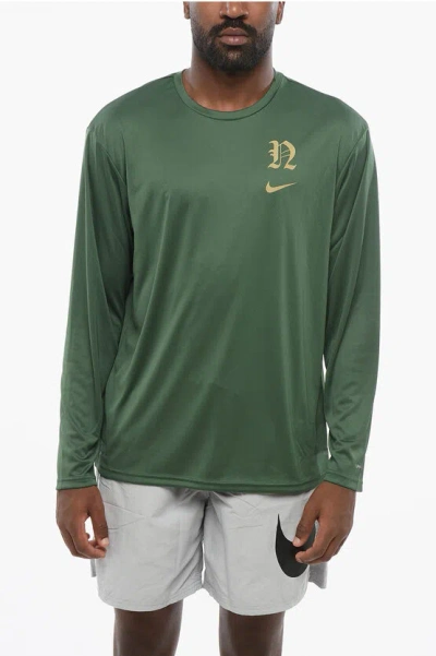 Nike Swim Crewneck T-shirt Dri-fit Long-sleeve In Green