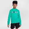 Nike Swim Hydroguard Big Kids' (boys') Dri-fit Long-sleeve Top In Green