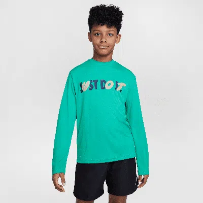 Nike Swim Hydroguard Big Kids' (boys') Dri-fit Long-sleeve Top In Green