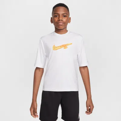 Nike Swim Hydroguard Big Kids' (boys') Dri-fit Short-sleeve Top In White