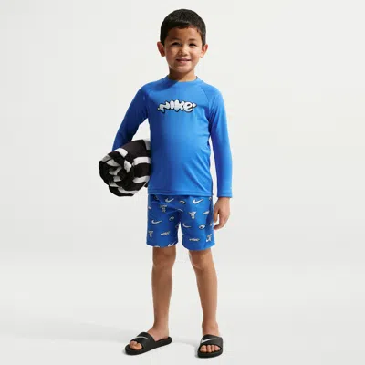 Nike Swim Little Kids' (boys') Long Sleeve Top & Short Set In Blue