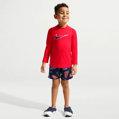 Nike Swim Little Kids' (boys') Long Sleeve Top & Short Set In Red
