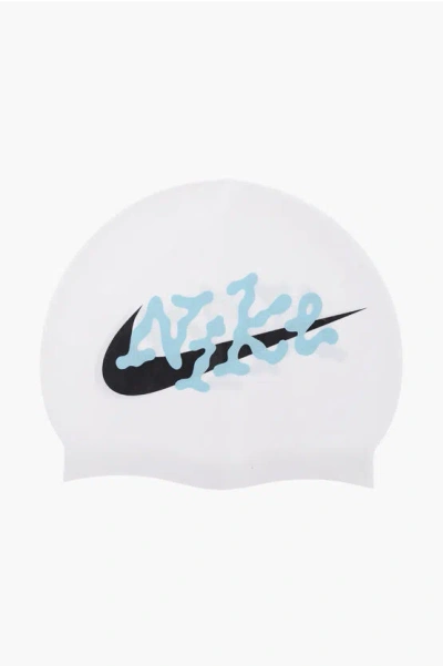 Nike Swim Logo Printed Silicone Pool Cap In White