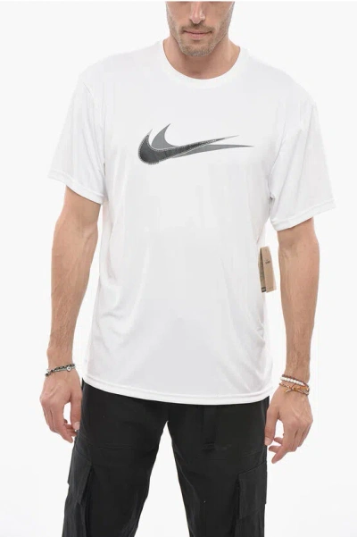 Nike Swim Logoed Stacked Swoosh T-shirt In White