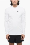 Nike Swim Long Sleeved Solid Color Dri-fit T-shirt With Contrasti In White
