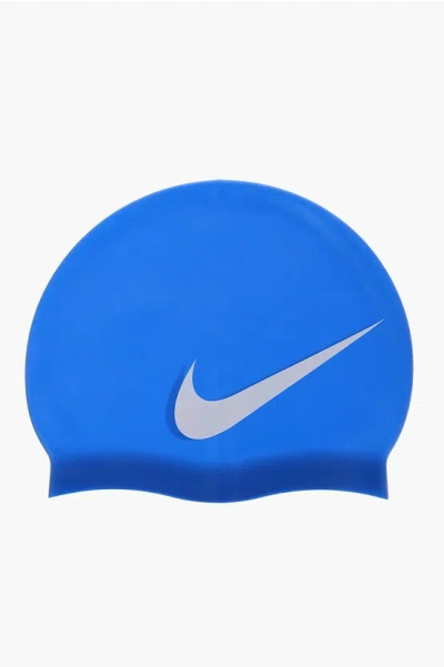 Nike Swim Silicone Big Swoosh Pool Cap With Contrasting Logo In Gray