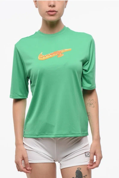 Nike Swim Solid Color Dri-fit Crew-neck T-shirt With Printed Logo
