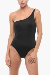 Nike Swim Solid Color One-shoulder One Piece Swimsuit In Black