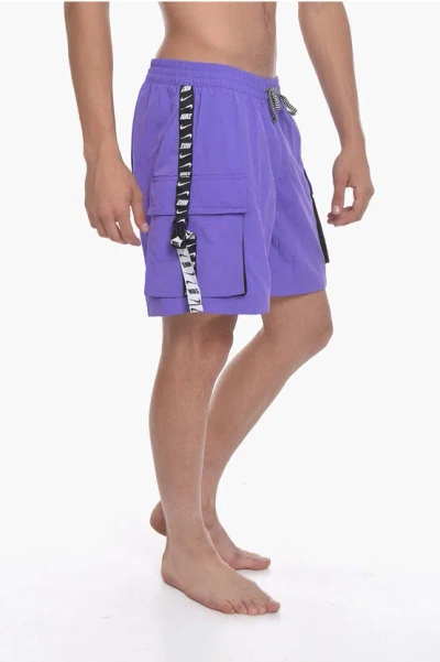 Nike Swim Solid Color Swim Shorts With Logoed Side Band In Purple