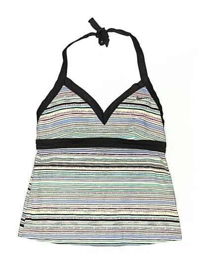 Pre-owned Nike Swimsuit Top Blue Stripes Pattern Swimwear