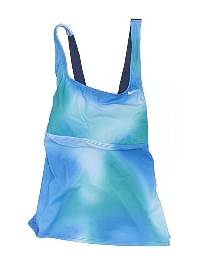 Pre-owned Nike Swimsuit Top Blue Tie-dye Pattern Swimwear