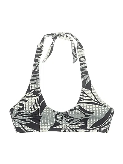 Pre-owned Nike Swimsuit Top Gray Print Pattern Tie Neck Swimwear