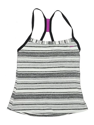 Pre-owned Nike Swimsuit Top Gray Stripes Pattern Swimwear