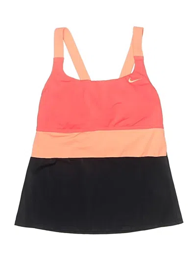 Pre-owned Nike Swimsuit Top Orange Color Block Pattern Swimwear