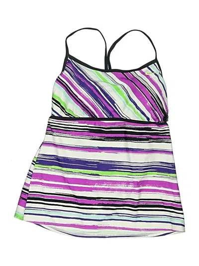 Nike Swimsuit Top Purple Stripes Pattern Swimwear
