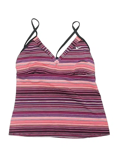 Pre-owned Nike Swimsuit Top Purple Stripes Pattern Swimwear