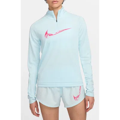 Nike Swish Half-zip Jacket In Glacier Blue/aster Pink