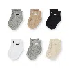 Nike Swoosh Baby/toddler Ankle Socks (6 Pairs) In Grey