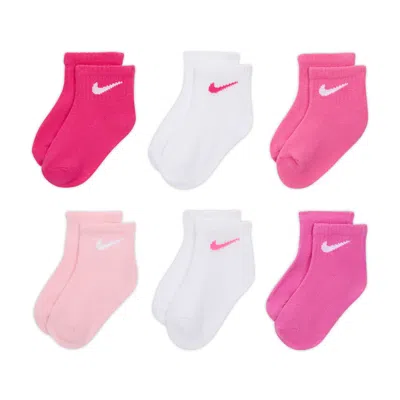 Nike Swoosh Baby/toddler Ankle Socks (6 Pairs) In Pink