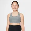 Nike Kids' Women's Swoosh Girls' Sports Bra (extended Size) In Grey