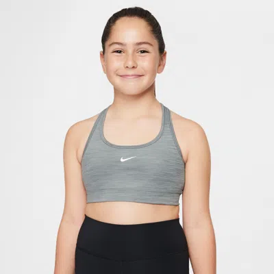 Nike Kids' Women's Swoosh Girls' Sports Bra (extended Size) In Grey