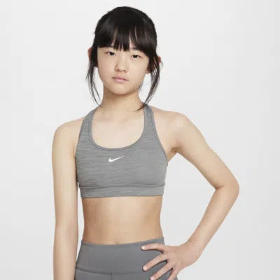 Nike Swoosh Big Kids' (girls') Sports Bra In Gray