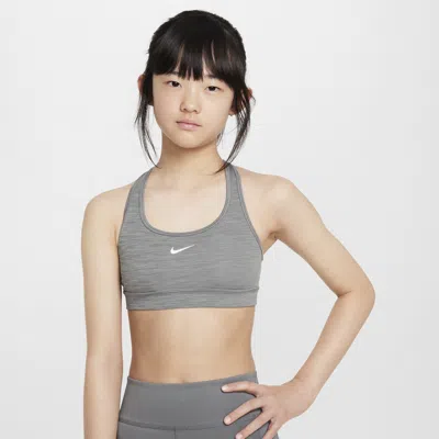 Nike Swoosh Big Kids' (girls') Sports Bra In Grey