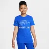 Nike Swoosh Big Kids' Wrestling T-shirt In Blue