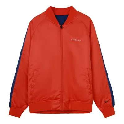 Nike Swoosh Bmber Reversible Jacket Men Orange In Red