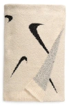 Nike Swoosh Bouclé Throw Blanket In Light/black