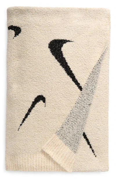 Nike Swoosh Bouclé Throw Blanket In Light/black