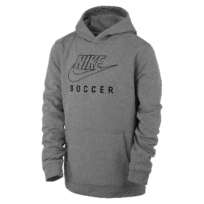 Nike Swoosh Club Fleece Big Kids' Soccer Pullover Hoodie In Grey
